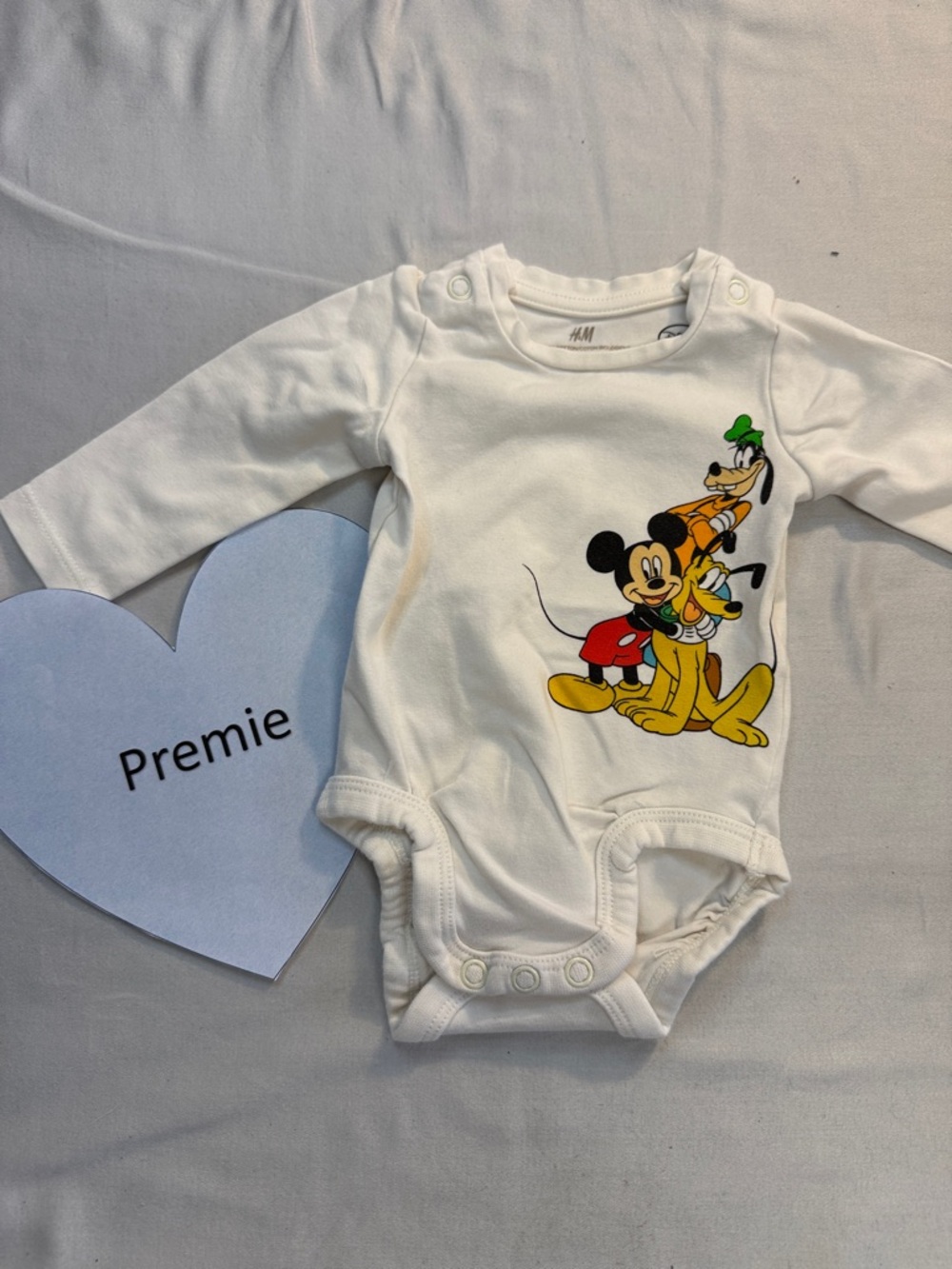 H&M X Disney White Bodysuit with Mickey Mouse Print